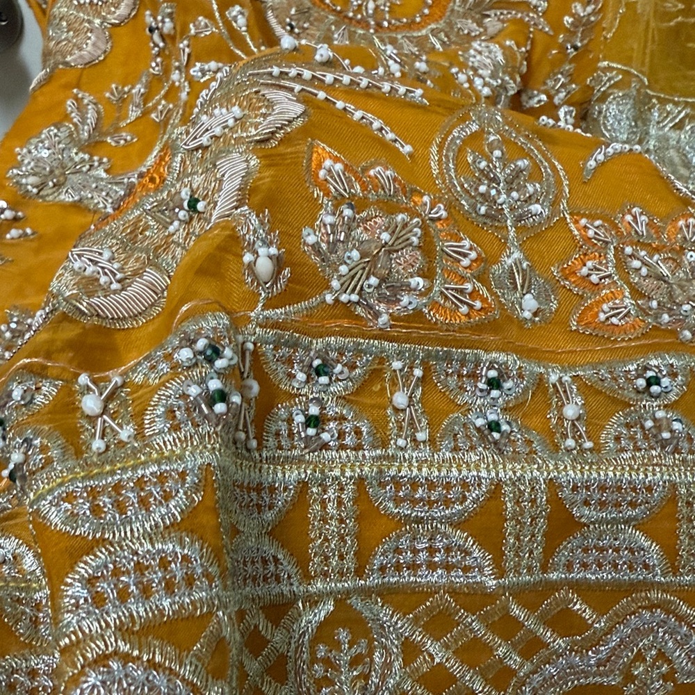 NWT Dress For Haldi yellow Indian Pakistani Event Wear Wedding Dress #829 - Picture 5 of 12